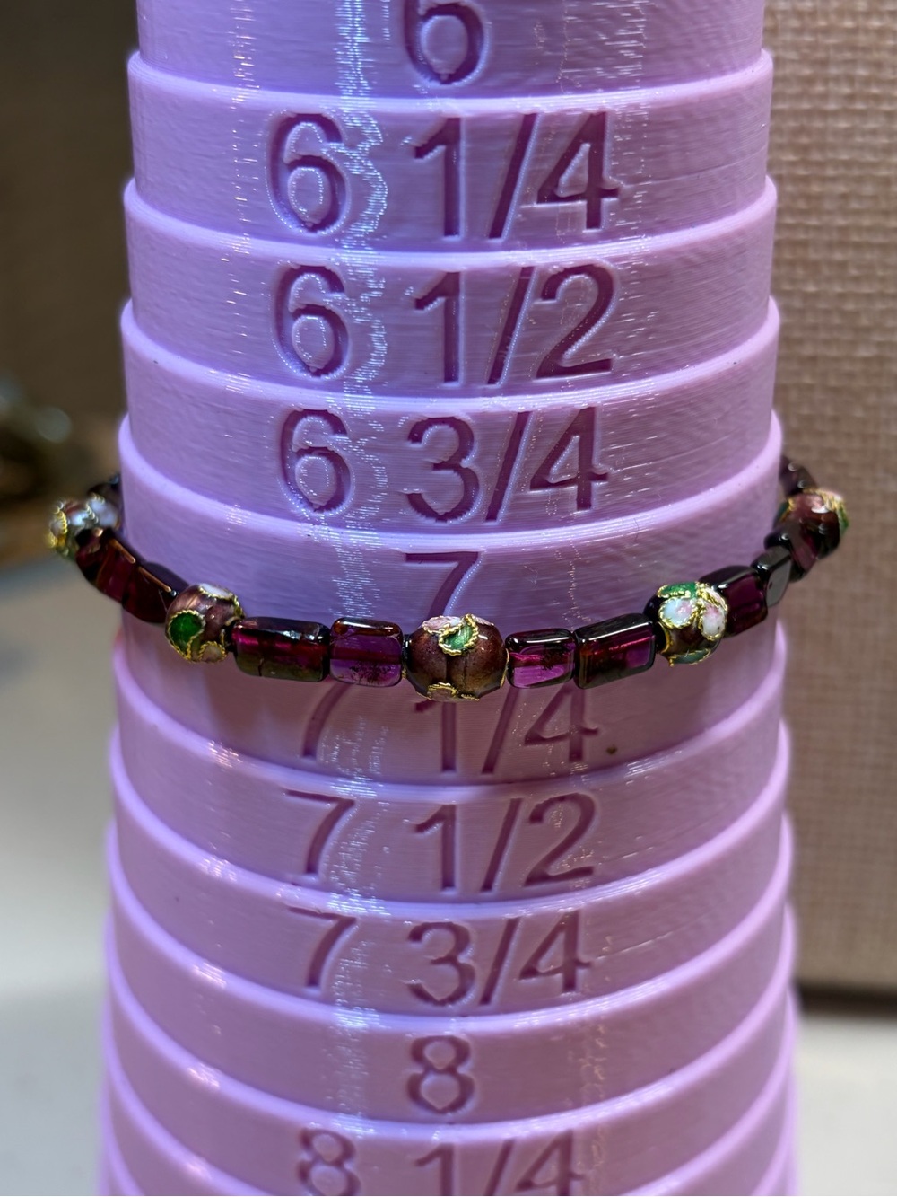 Garnet & Cloisonné Bracelet with Gold Magnetic Clasp - Picture 6 of 7
